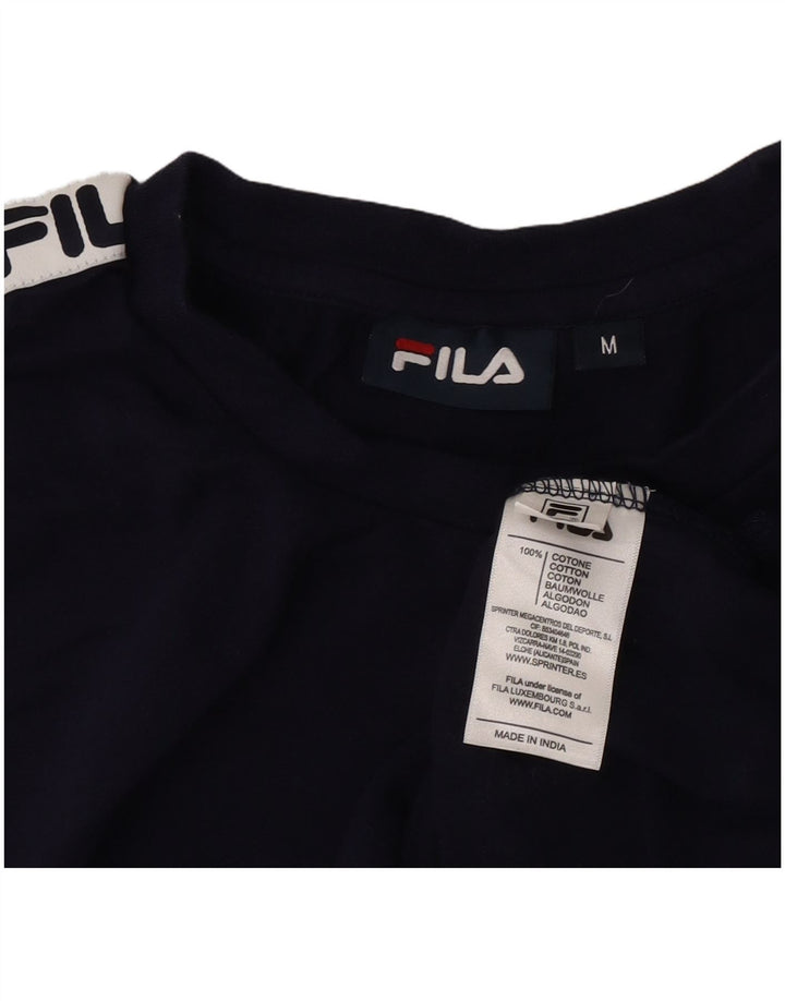 Fila Herren Grafik-T-Shirt-Oberteil aus mittelblauer, marineblauer Colourblock-Baumwolle