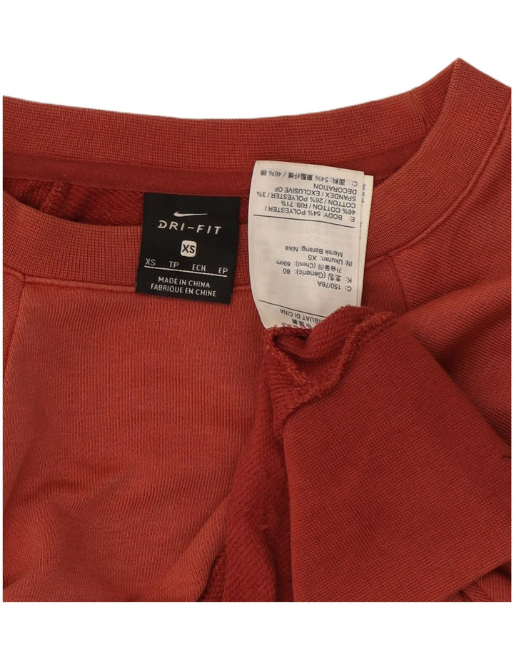 NIKE Womens Dri Fit Oversized Graphic Sweatshirt Pullover UK 6 XS Rote Baumwolle