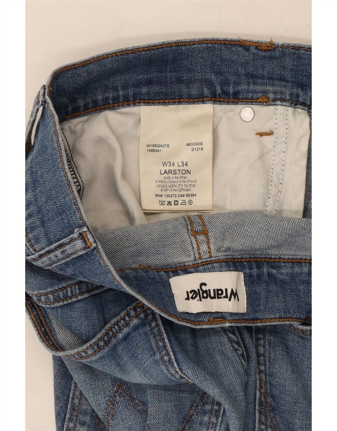 Wrangler Herren Larston Denim Shorts W34 Große blaue Baumwolle