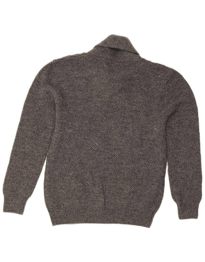 Zara Herren-Pullover mit Schalkragen, Mittelgrau geflecktes Acryl