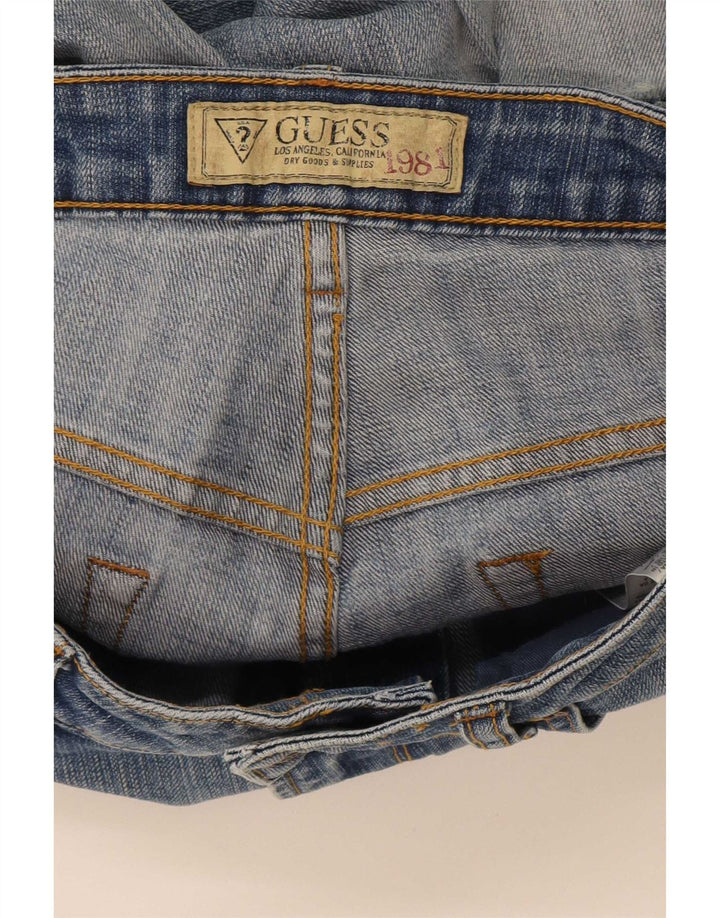 Guess Herren Straight Jeans W32 L29 Blaue Baumwolle