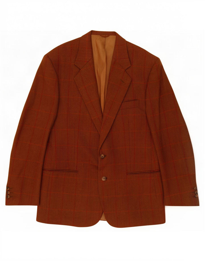 Umberto Scolari Herren-Blazer mit 2 Knöpfen, Größe IT 50, groß, braun kariert