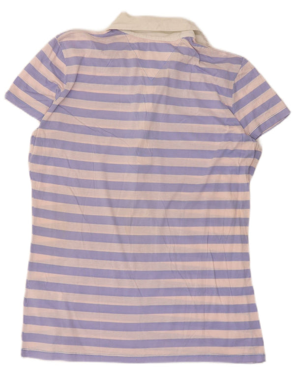 Tommy Hilfiger Damen-Poloshirt UK 12 Mittelviolett gestreift aus Baumwolle