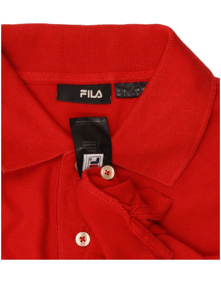 FILA Herren Langarm-Poloshirt, groß, Rot
