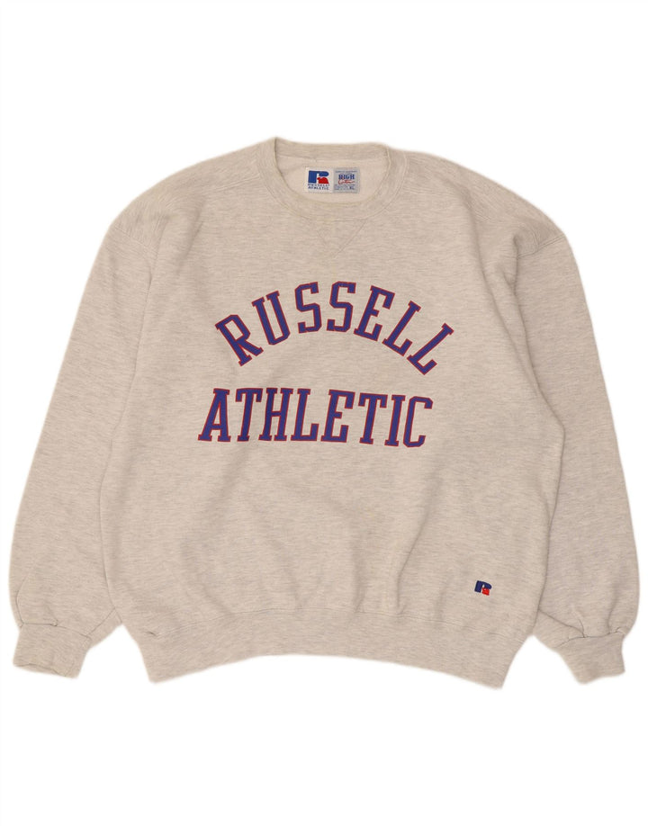Russell Athletic Herren-Sweatshirt mit Grafik, XL, graue Baumwolle