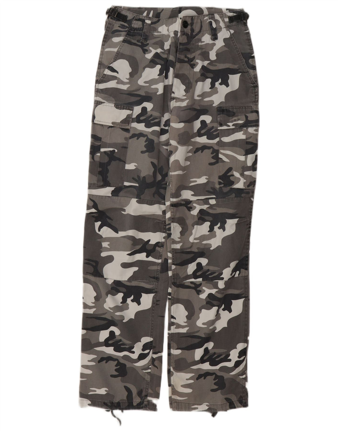 Vintage Herren Straight Cargo Hose W30 L30 Grau Camouflage