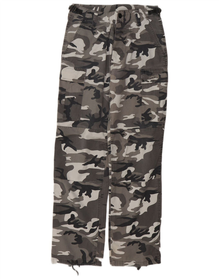 Vintage Herren Straight Cargo Hose W30 L30 Grau Camouflage