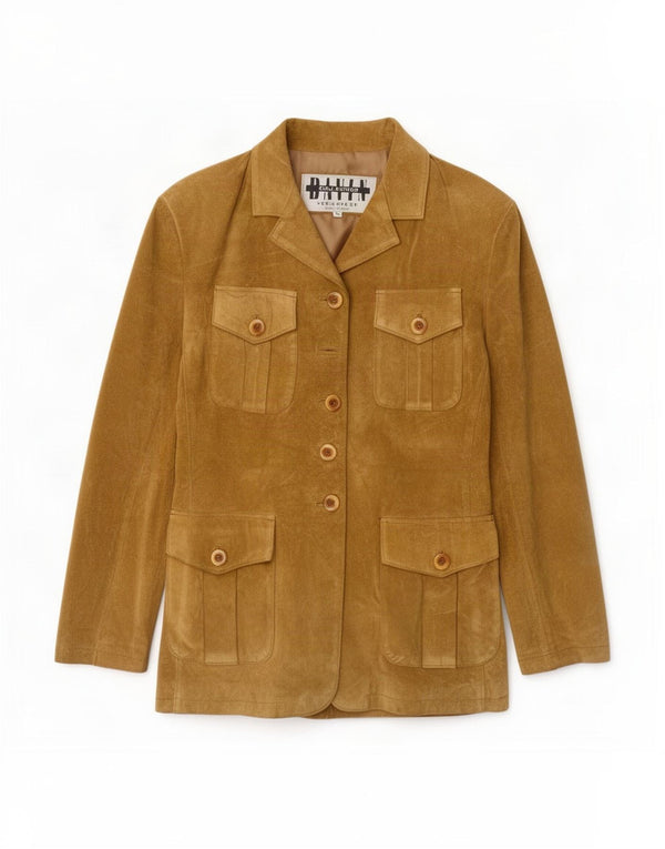 Davin Damen Wildlederjacke IT 46 Large Beige Leder