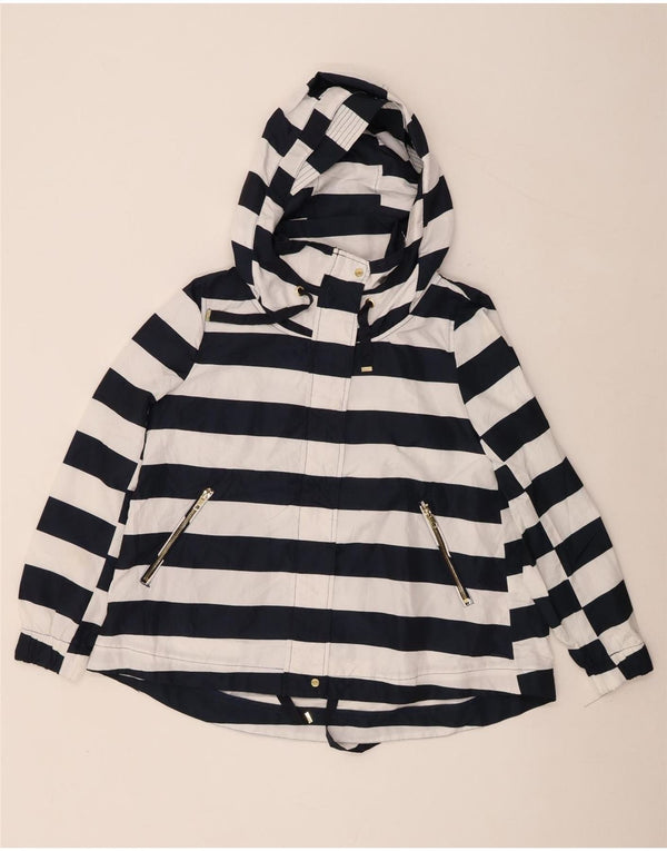 Zara Damen-Windbreakerjacke mit Kapuze, UK 16, Größe L, Marineblau gestreift