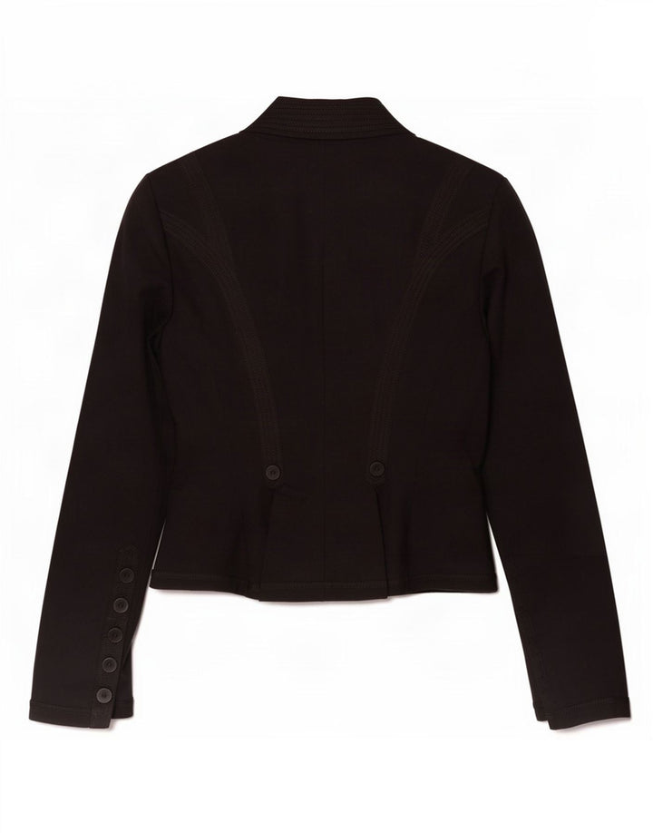 Zara Damen 6-Knopf-Blazerjacke UK 12 Mittelschwarze Baumwolle