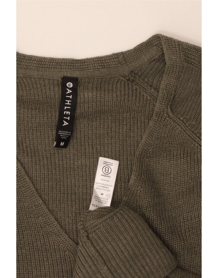 ATHLETA Damen-Pullover mit V-Ausschnitt, UK 14, mittleres Khaki, Polyester