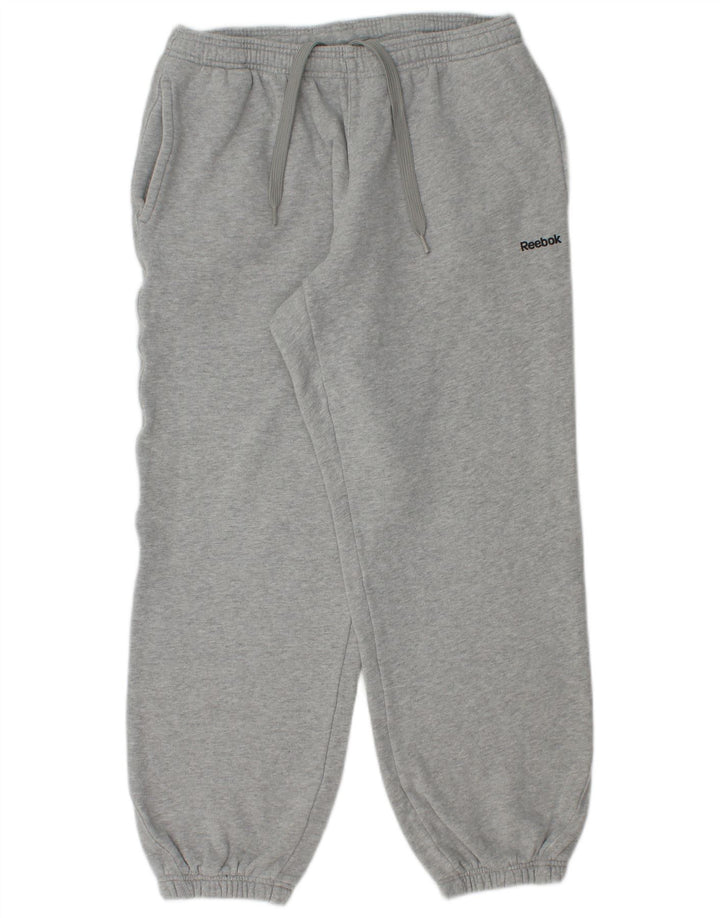 Reebok Herren-Trainingshose, Jogginghose, mittelgrau gefleckte Baumwolle