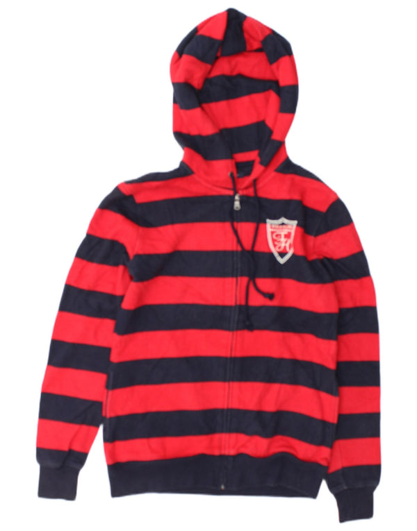 Tommy Hilfiger Damen-Kapuzenpullover mit Reißverschluss, Gr. 10, klein, rot gestreift, Baumwolle