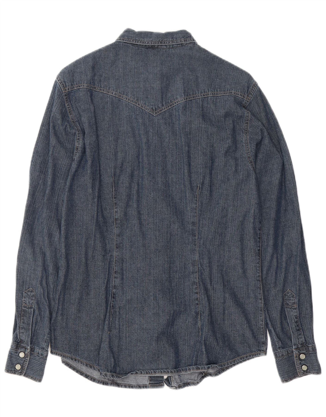 BENETTON Damen Jeanshemd UK 14 Medium Marineblau Baumwolle