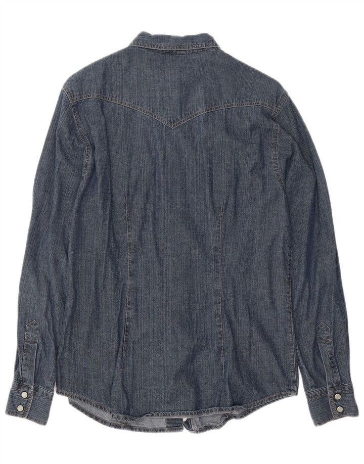 BENETTON Damen Jeanshemd UK 14 Medium Marineblau Baumwolle