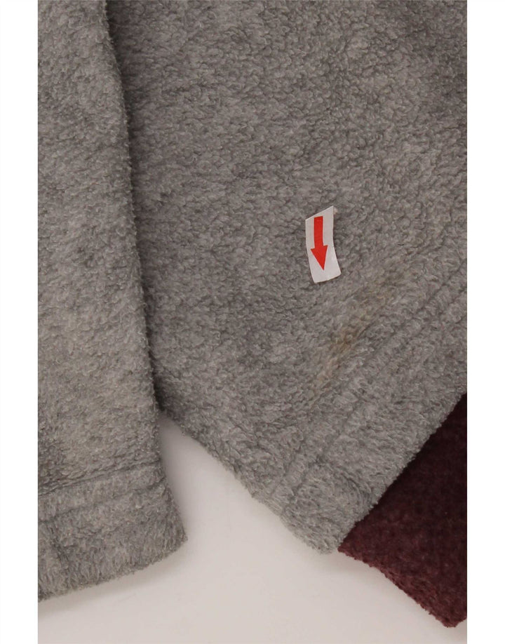 Basic Herren-Fleecepullover mit Reißverschluss am Hals, großes graues geometrisches Polyester