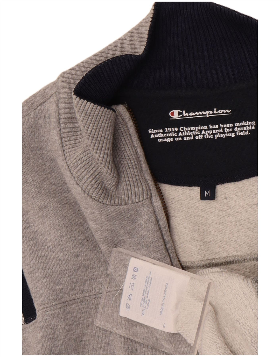 Champion Damen-Sweatshirt mit Reißverschluss am Hals, UK 12, Mittelgrau, Farbblock