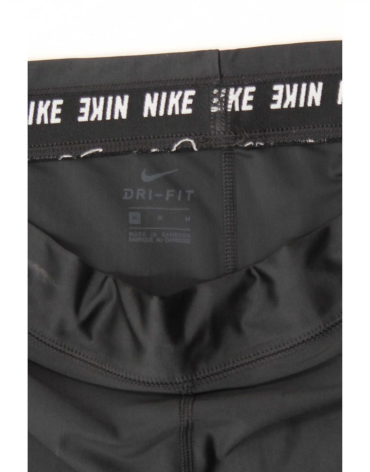 Nike Damen Dri Fit Crop Leggings UK 12 Medium Schwarz Polyester