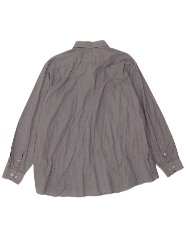 Lacoste Herrenhemd Größe 45 XL blaue Nadelstreifen-Baumwolle