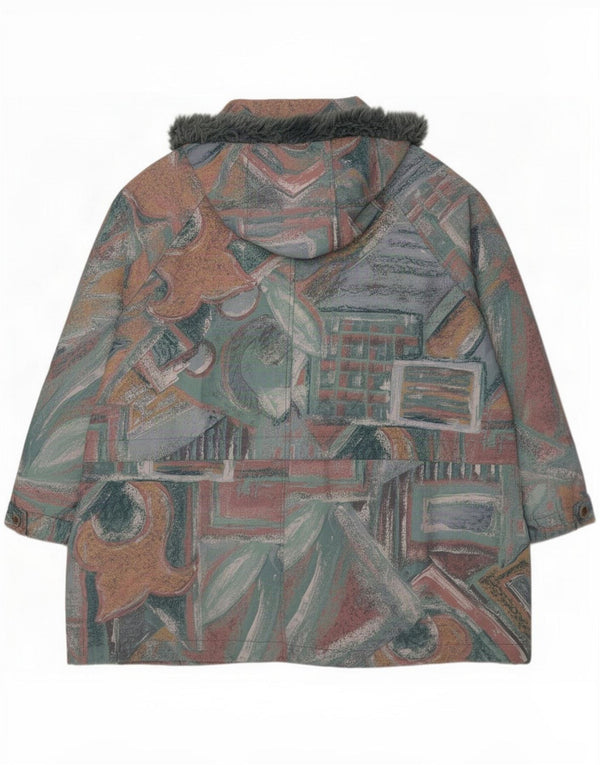 Vintage Womens Abstract Pattern Windbreaker Jacket UK 16 Large Multicoloure