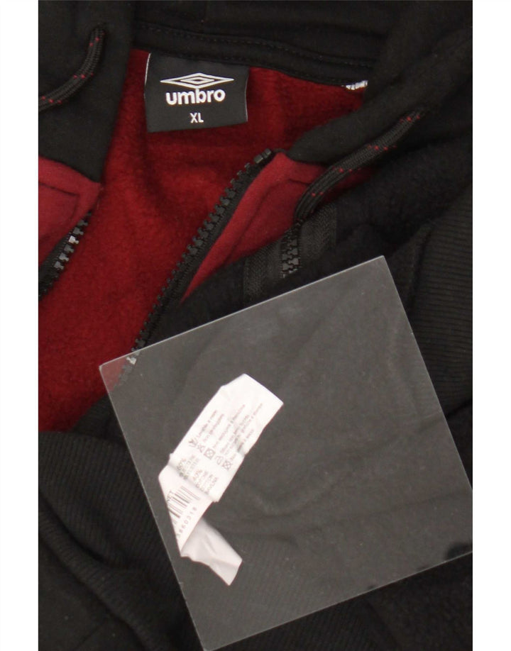Umbro Herren-Kapuzenpullover mit Reißverschluss, XL, schwarzes Farbblock-Polyester