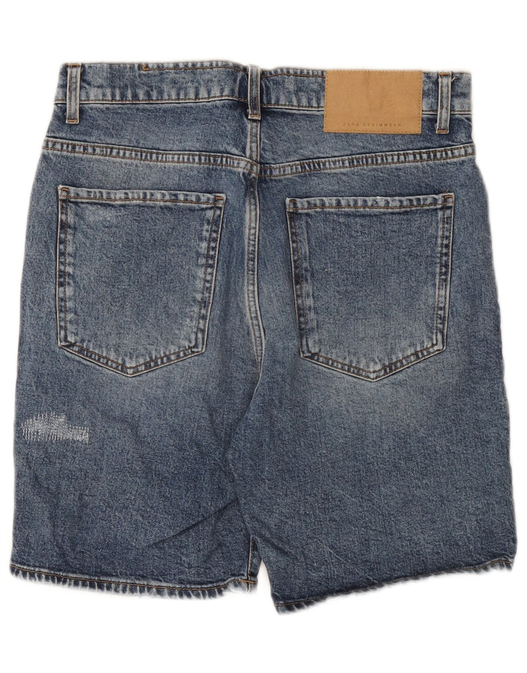 Zara Herren Distressed Denim Shorts EU 40 Medium W31 Blaue Baumwolle