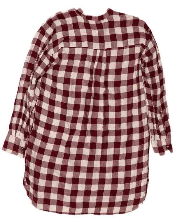 Topshop Langärmliges, übergroßes Tunika-Kleid für Damen, UK 6, XS, Burgunderrot, Gingham