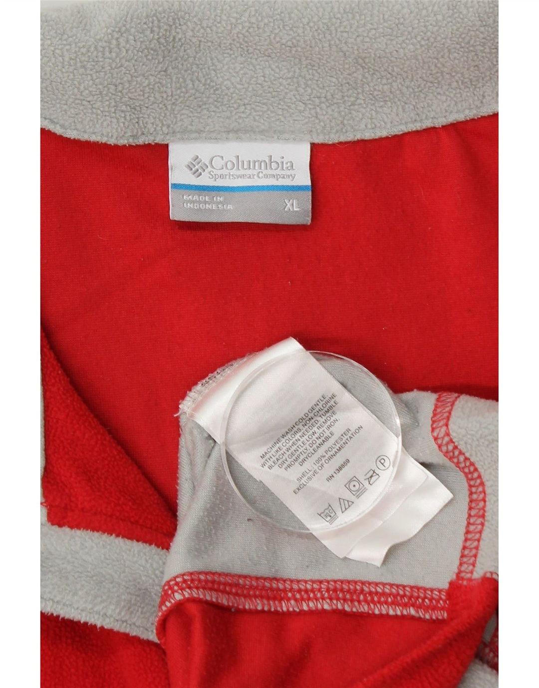 COLUMBIA Herren-Fleecepullover mit Reißverschluss am Hals, XL, rotes Farbblock-Polyester