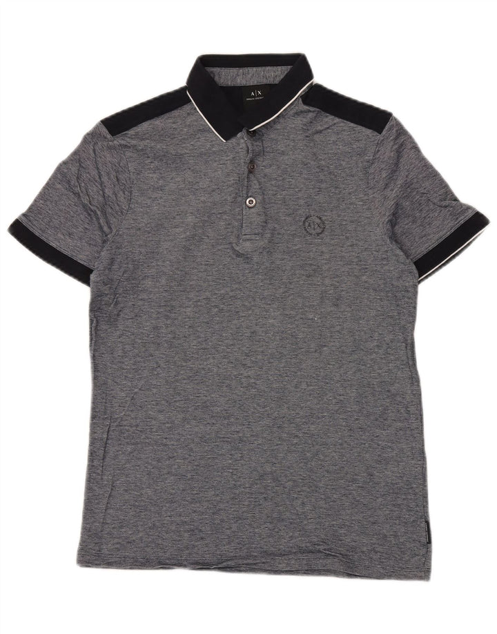 ARMANI EXCHANGE Herren-Poloshirt, klein, graue Colourblock-Baumwolle