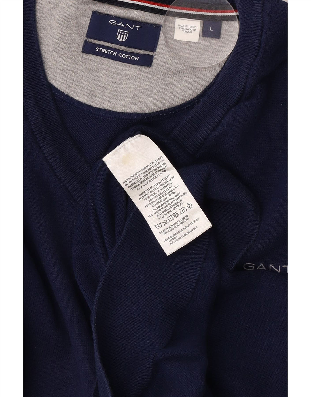 Gant Herren-Pullover mit V-Ausschnitt, groß, marineblau, Polyamid