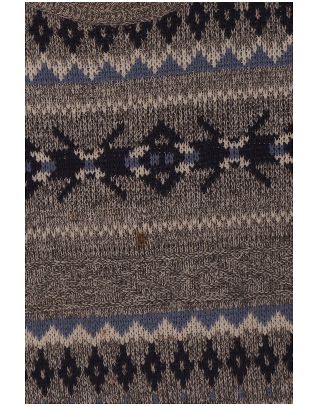 Vintage Herren Pullover mit Rundhalsausschnitt, groß, Grau, Fair Isle