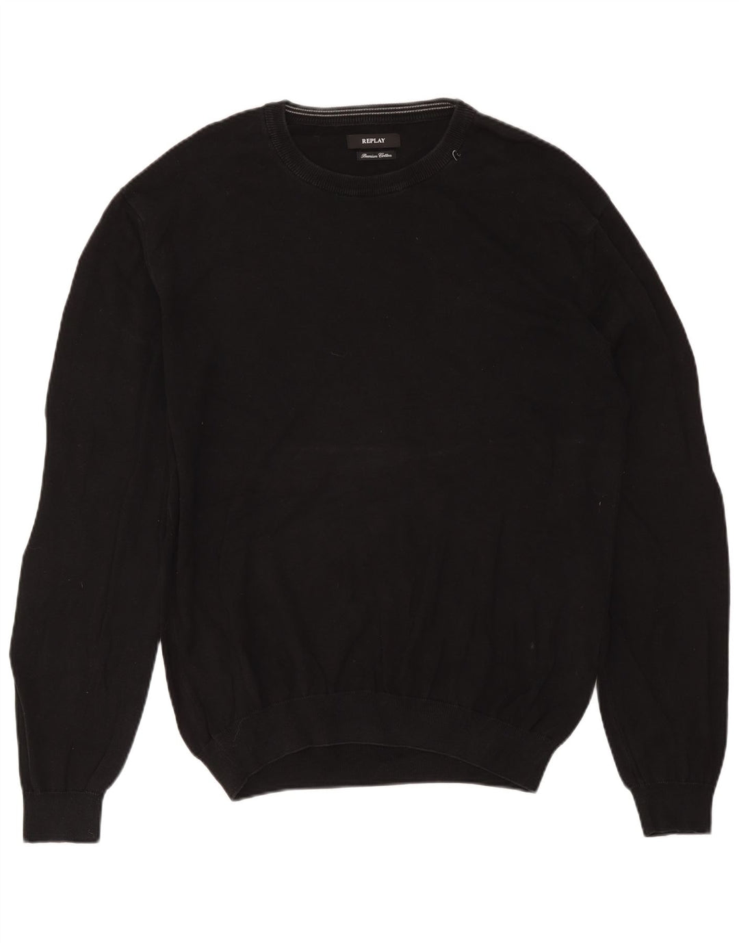 Replay Herren-Pullover mit Rundhalsausschnitt, 2XL, schwarze Baumwolle