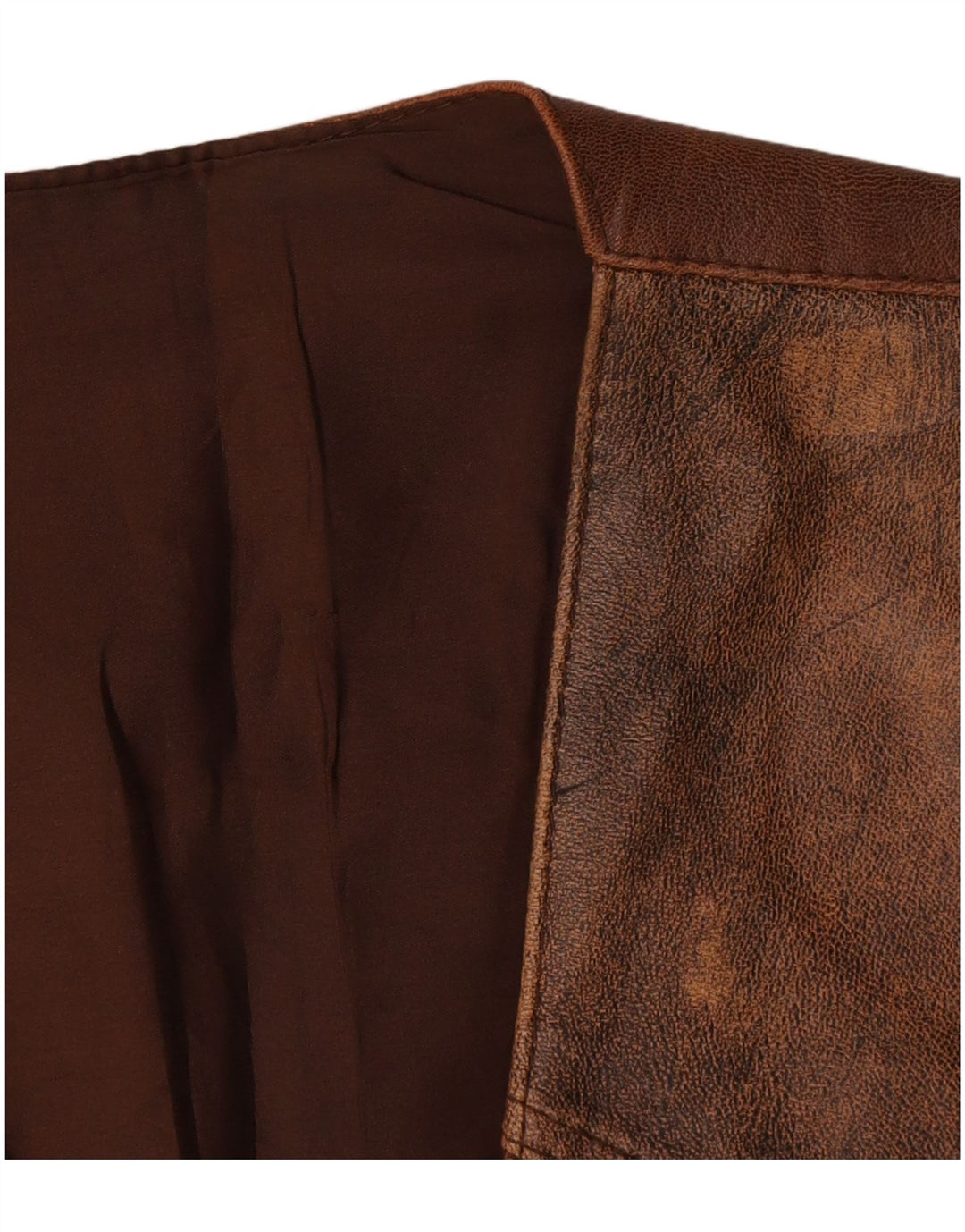 Vintage Herren Lederweste Mittelbraun Farbblock