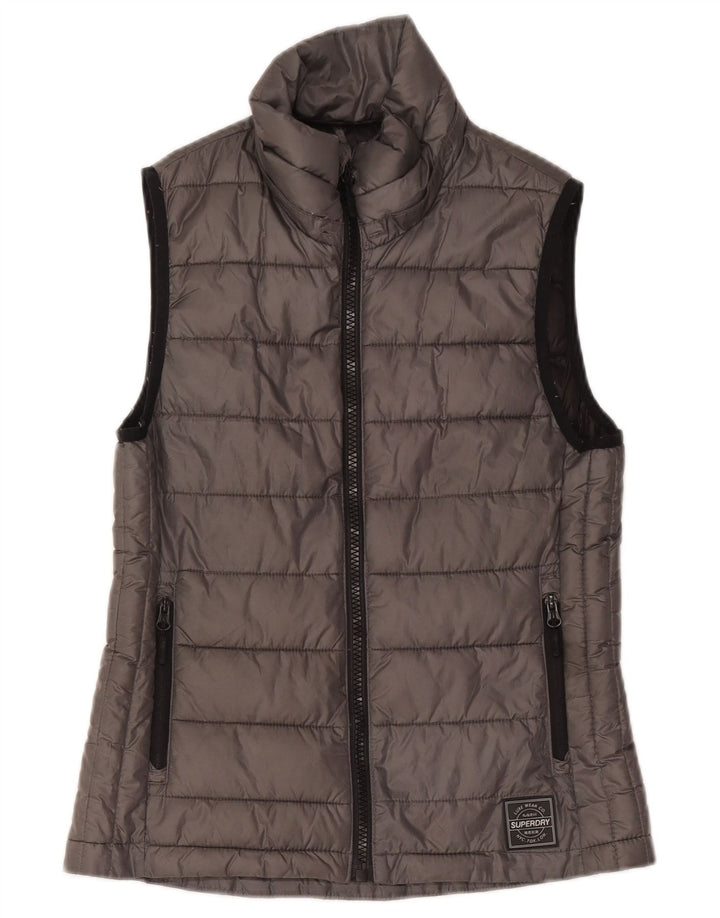 Superdry Damen Wattierte Weste UK 10 Small Grau Polyester