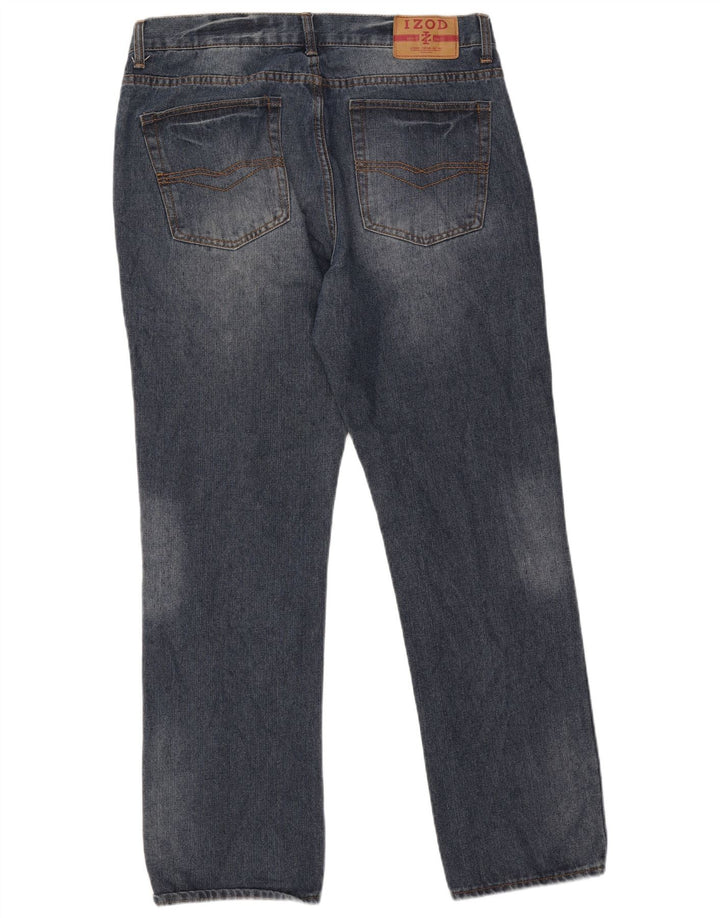 Izod Herren Straight Jeans W36 L32 Blaue Baumwolle