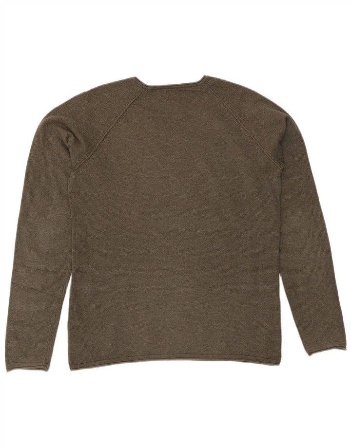 Jack & Jones Herren-Pullover mit U-Boot-Ausschnitt, Größe S, Khaki, Baumwolle