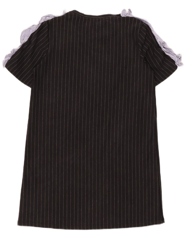 Zara Damen T-Shirt-Kleid UK 12 Medium Schwarz Nadelstreifen