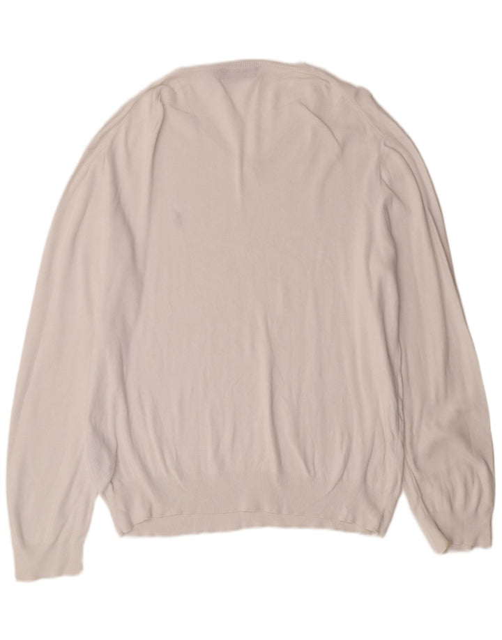 POLO RALPH LAUREN Herren-Pullover mit V-Ausschnitt, XL, weiße Baumwolle