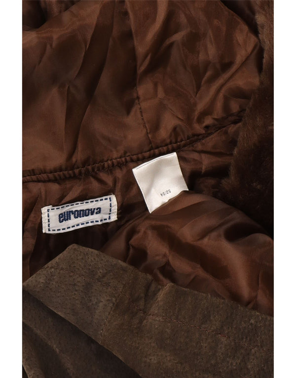 EURONOVA Damen Übergroßer Wildledermantel mit Kapuze IT 52/54 2XL Braun