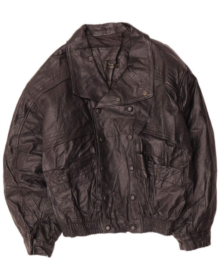 LAVORAZIONE ARTIGIANA Herren Lederjacke IT 52 XL Schwarzes Leder