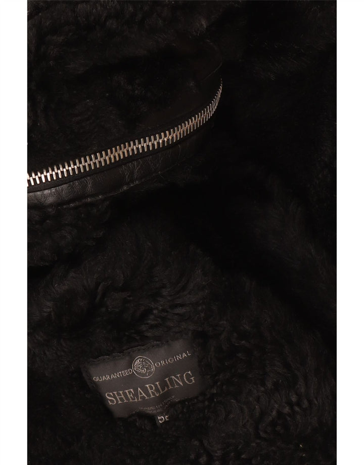 Vintage Herren Shearling Overcoat IT 52 XL Schwarzer Shearling