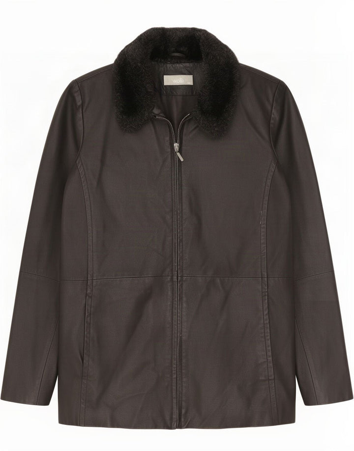 Wallis Damen Lederjacke UK 12 Medium Black