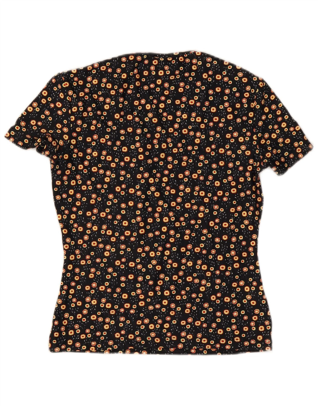 Versace Damen T-Shirt Top UK 8 Small Schwarz geblümtes Polyamid