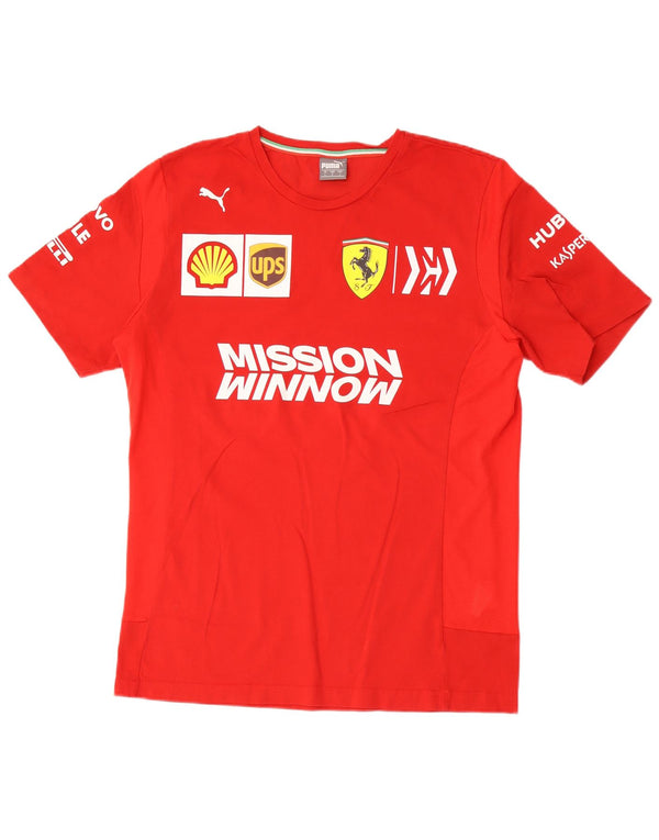 Puma Damen Ferrari Graphic T-Shirt Top UK 16 Große rote Baumwolle