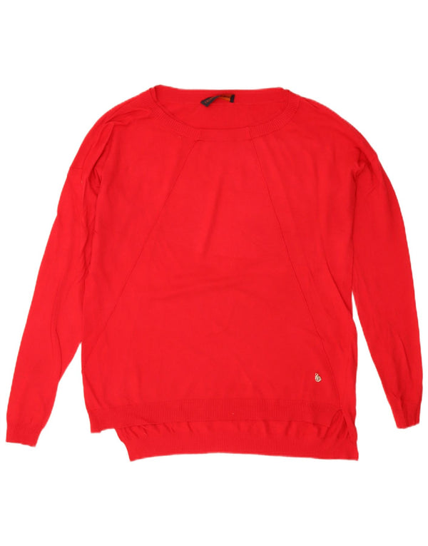 Trussardi Jeans Damen-Pullover mit U-Boot-Ausschnitt, Gr. 18, XL, rote Viskose