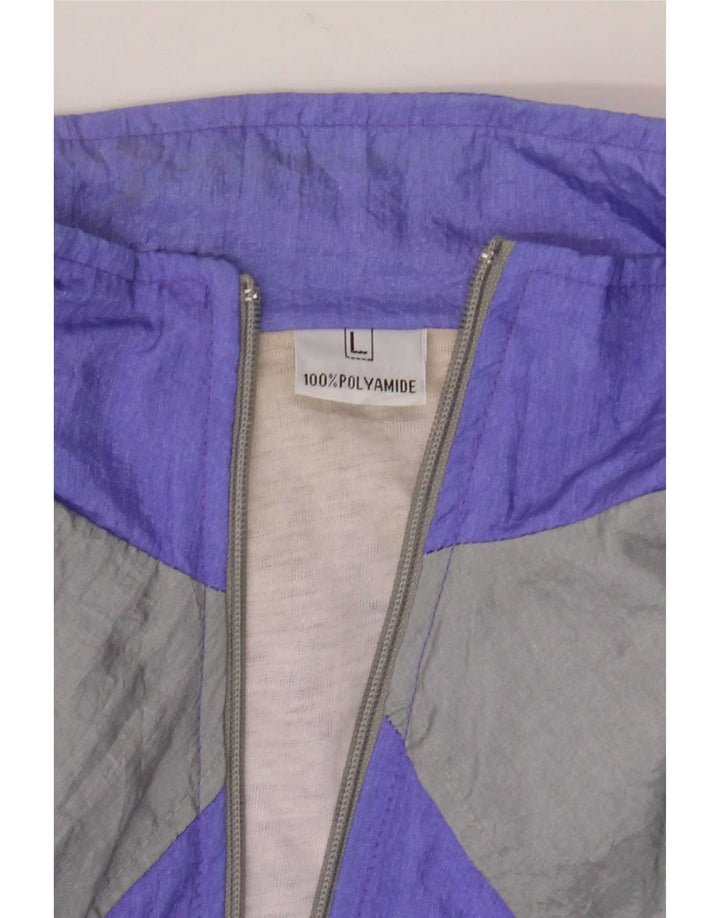 Vintage Herren-Trainingsanzug, groß, lila, Colourblock-Polyamid
