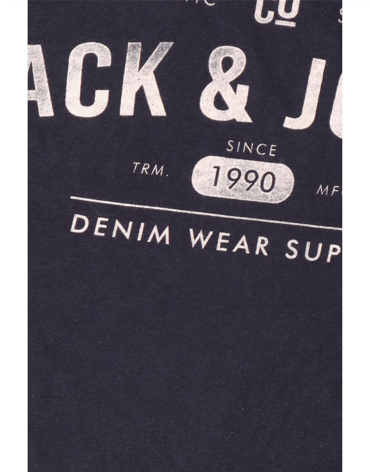 Jack & Jones Herren-T-Shirt mit Grafik, mittlere Marineblau-Baumwolle