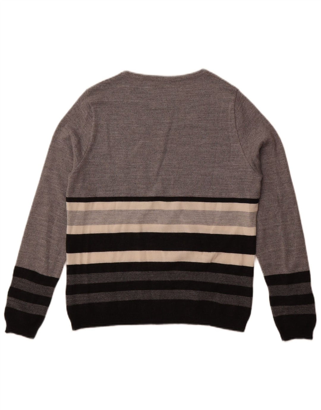 Perte by Krizia Damen-Pullover mit U-Boot-Ausschnitt, UK 14, Mittelgrau gestreift