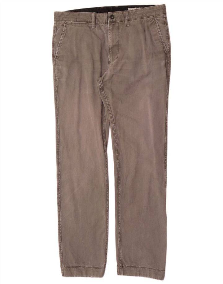 Marks & Spencer Herren gerade Chinohose W34 L33 graue Baumwolle