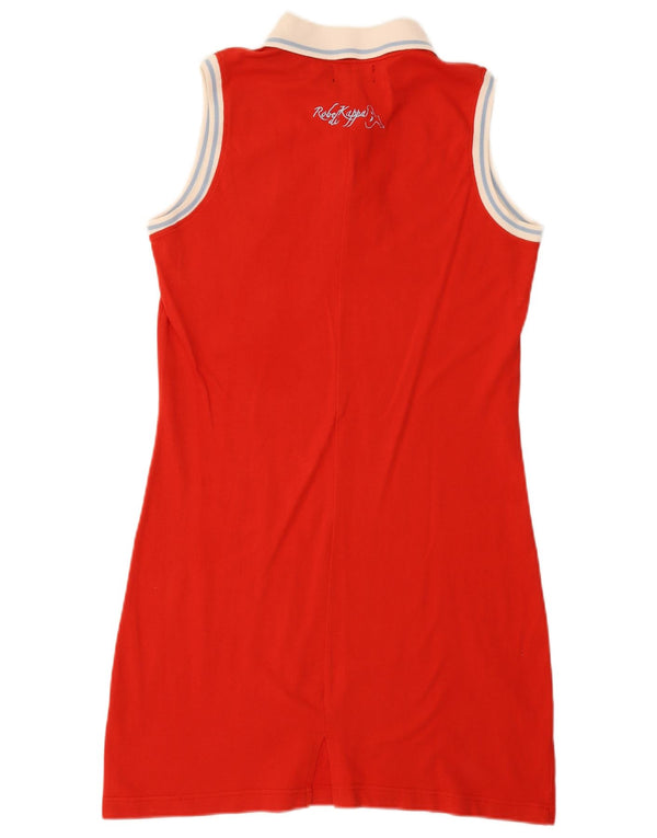 Kappa Damen Ärmelloses Polokleid UK 18 XL Rote Colourblock-Baumwolle